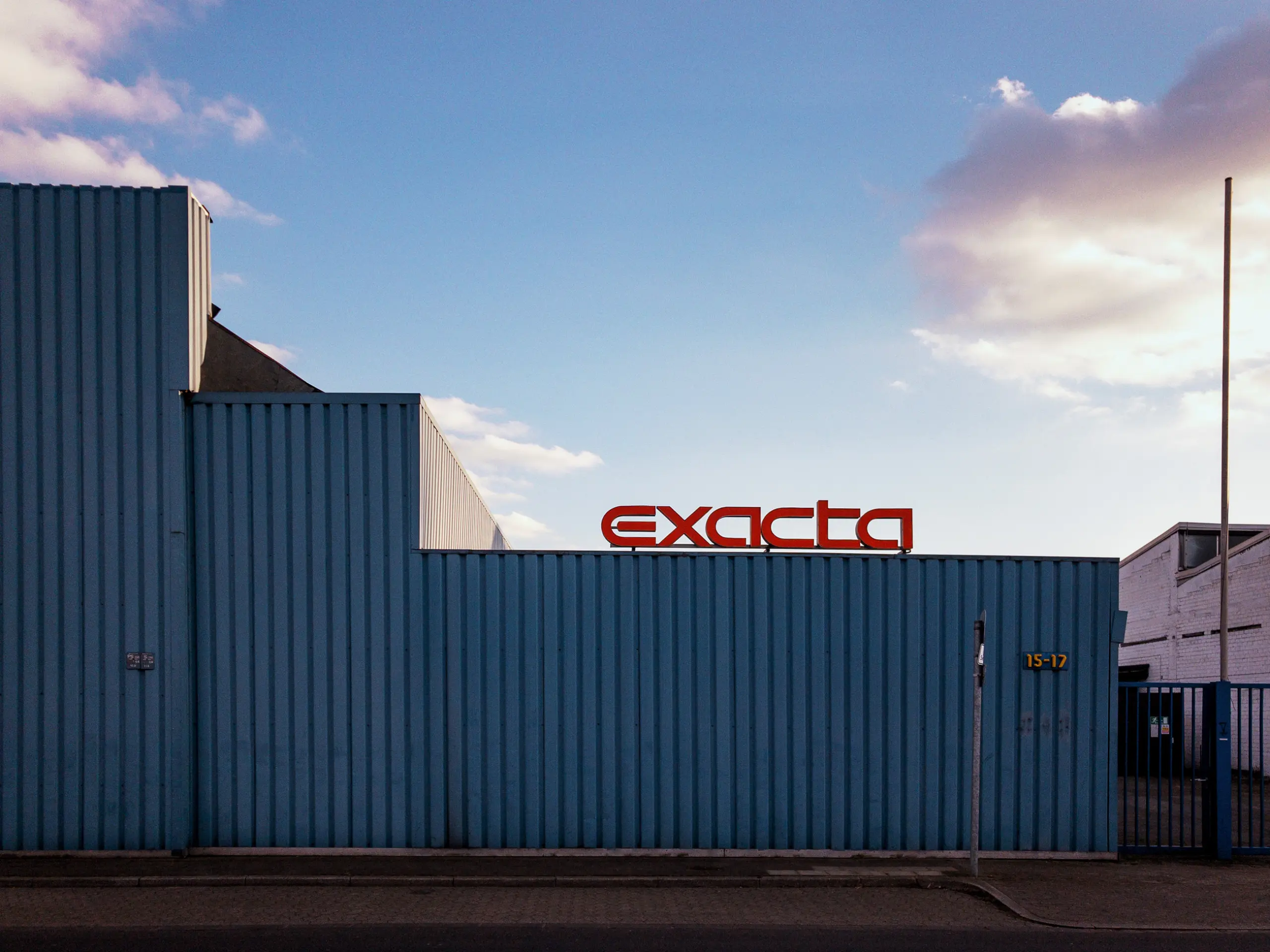 architecture photography of company building, analog photography