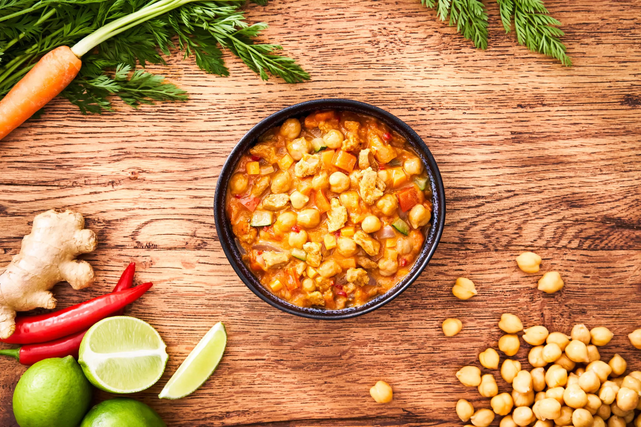 food photography of vegan convenience food on a table