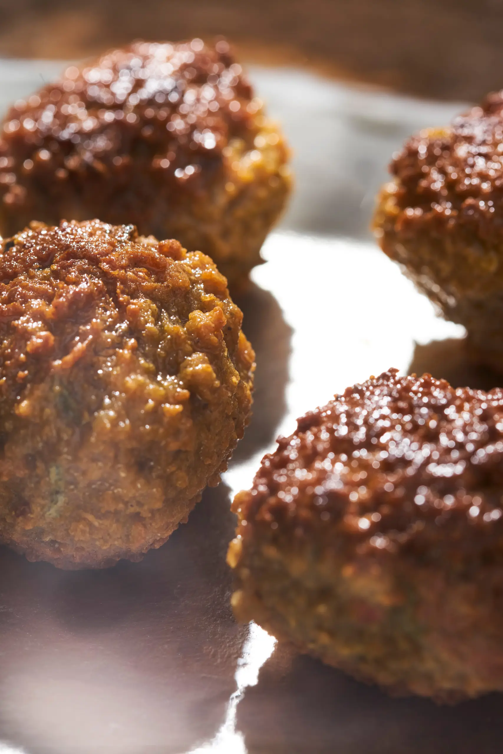 food photography of vegan meatballs in a pan